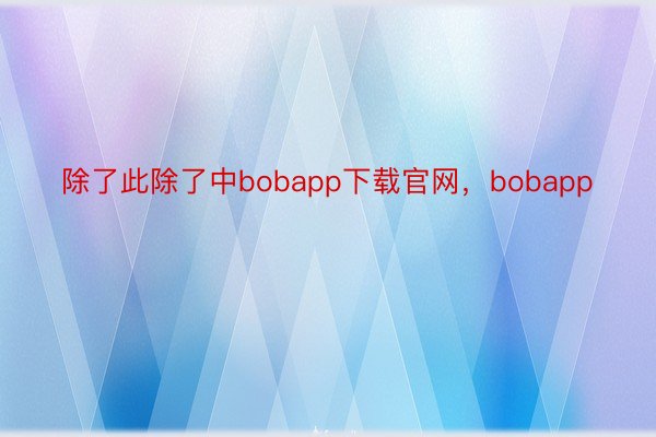 除了此除了中bobapp下载官网，bobapp