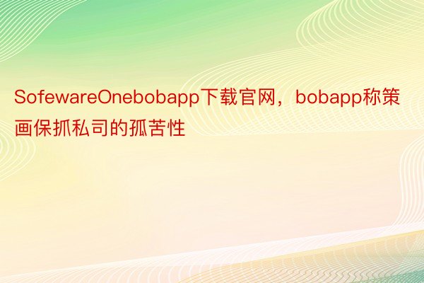 SofewareOnebobapp下载官网，bobapp称策画保抓私司的孤苦性