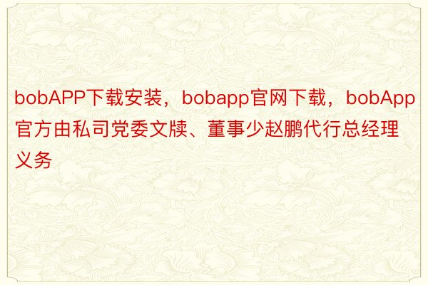 bobAPP下载安装，bobapp官网下载，bobApp官方由私司党委文牍、董事少赵鹏代行总经理义务