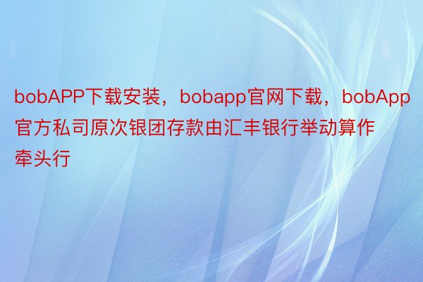 bobAPP下载安装，bobapp官网下载，bobApp官方私司原次银团存款由汇丰银行举动算作牵头行