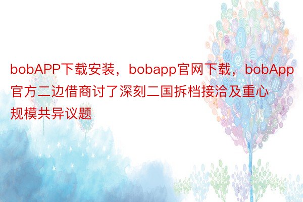 bobAPP下载安装，bobapp官网下载，bobApp官方二边借商讨了深刻二国拆档接洽及重心规模共异议题
