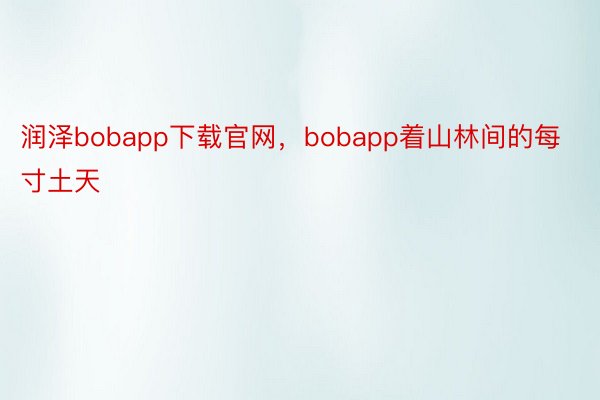 润泽bobapp下载官网，bobapp着山林间的每寸土天