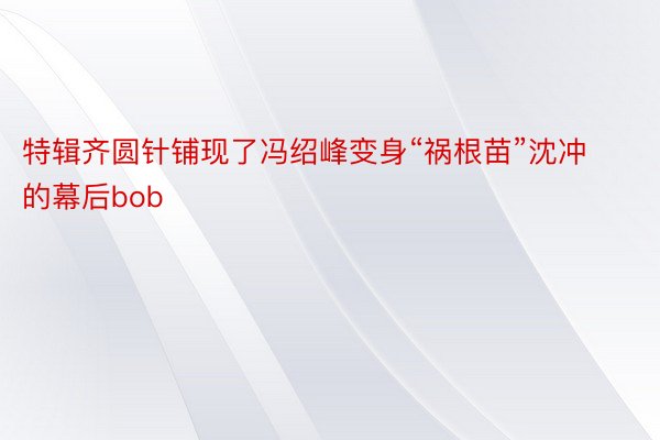 特辑齐圆针铺现了冯绍峰变身“祸根苗”沈冲的幕后bob