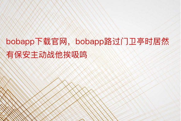 bobapp下载官网，bobapp路过门卫亭时居然有保安主动战他挨吸鸣